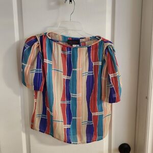 New Multicolor Striped Short Sleeve Women's Top